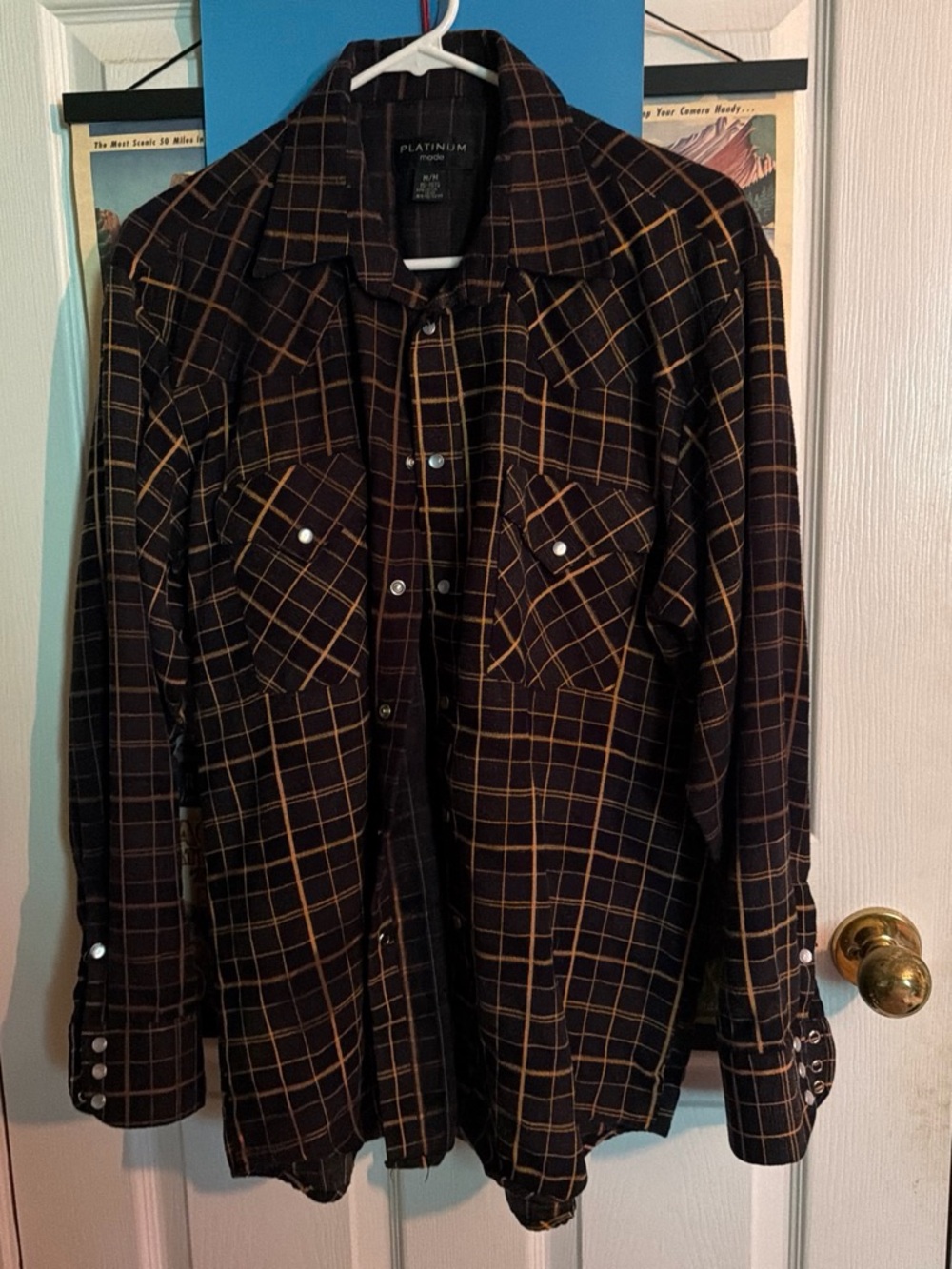 Men’s Black & Brown Plaid Button-Down Shirt